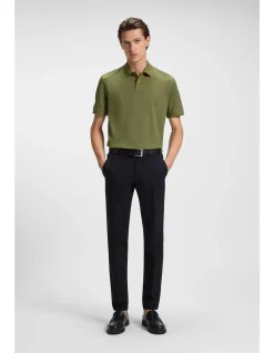Micro-pattern polo shirt in mercerised cotton