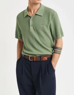 Micro Textured Cotton Polo Shirt