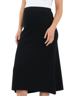 Midi Length Maternity Knit Skirt