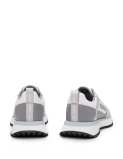 Mixed-Material Trainers with Faux Leather