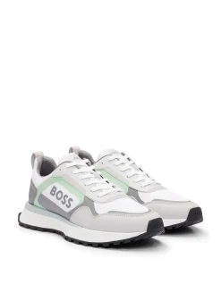 Mixed-Material Trainers with Faux Leather