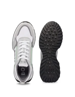 Mixed-Material Trainers with Faux Leather