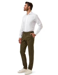 MORETON SINGLE PLEAT COTTON TROUSER