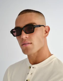 MOUNT LAWLEY BLACK RECTANGLE SUNGLASSES