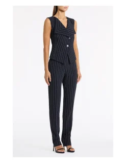 NAVY PINSTRIPE DOUBLE BREASTED VEST