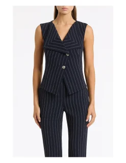 NAVY PINSTRIPE DOUBLE BREASTED VEST