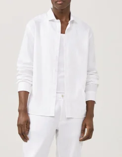 NEVERTUCK LONG SLEEVE COTTON LINEN BLEND SHIRT