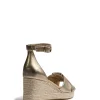 Niley Champagne Metallic Leather Espadrille Wedge