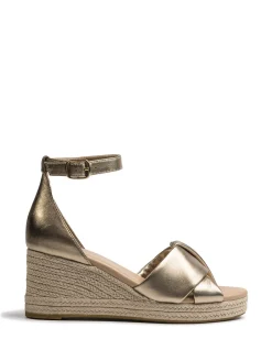 Niley Champagne Metallic Leather Espadrille Wedge