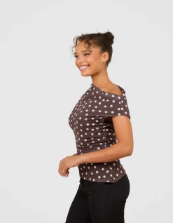 NONI OFF SHOULDER PRINT TOP