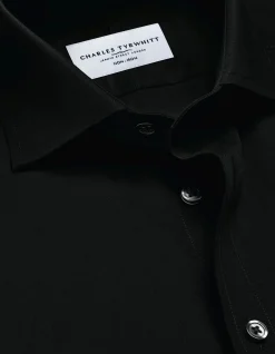 Non-iron stretch poplin cutaway slim fit shirt