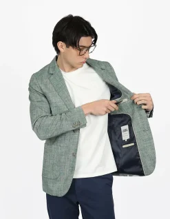 NOTCH LAPEL PATCH POCKET COTTON VISC LINEN JACKET