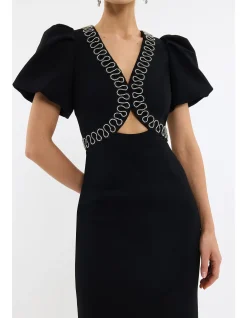 NYX PUFF SLEEVE MIDI DRESS
