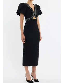 NYX PUFF SLEEVE MIDI DRESS