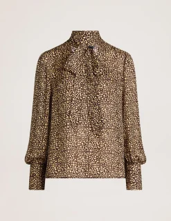 OHIO SILK LONG SLEEVE TIE NECK BLOUSE