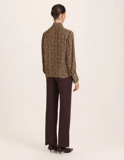OHIO SILK LONG SLEEVE TIE NECK BLOUSE