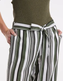 3/4 OLIVE STRIPE PANT