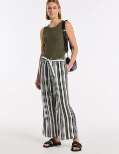 3/4 OLIVE STRIPE PANT