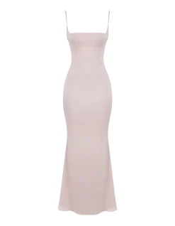 Olivette Crystal Satin Corset Maxi Dress