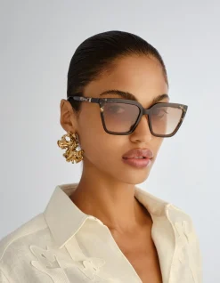 OLIVINE BROWN D-FRAME SUNGLASSES
