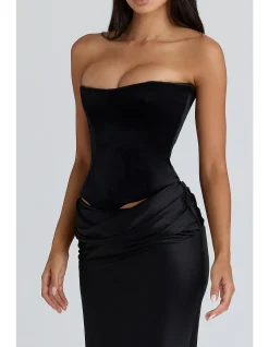 OMARI VELVET STRAPLESS CORSET TOP