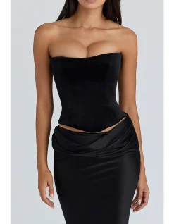 OMARI VELVET STRAPLESS CORSET TOP