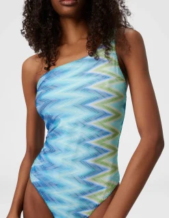 ONE SHOULDER STRIPE SWIMSUIT