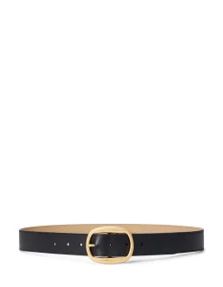 OVAL-BUCKLE LEATHER BELT