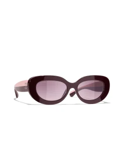 Oval Red Vendome Gradient Lens Sunglasses