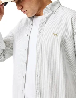 Oxford Lakeside Stripe Sports Fit Shirt - Eucalyptus