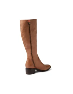 Pactor Cognac Leather Knee High Boots