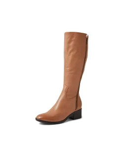 Pactor Cognac Leather Knee High Boots