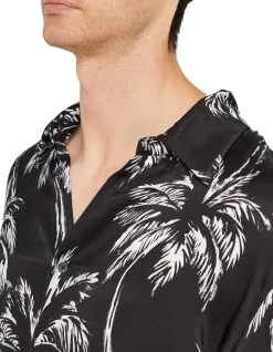 Palm Print Long Sleeve Shirt Noir/Blanc