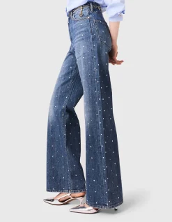 Pantistud Studded Wide Leg Denim Jeans