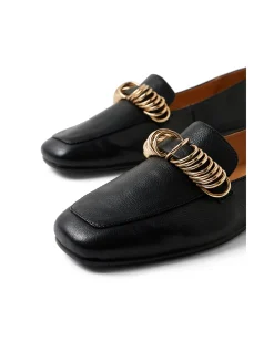 Paray Gold Ring Detail Leather Loafers