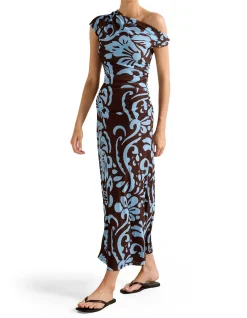 PARIS DRAPED MESH MIDI DRESS