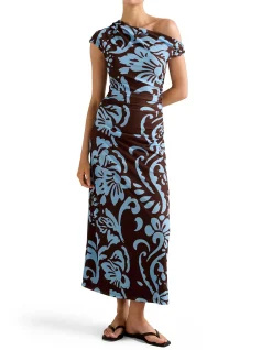 PARIS DRAPED MESH MIDI DRESS