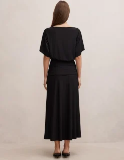 PARKER DRAPED JERSEY MIDI DRESS