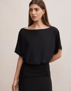 PARKER DRAPED JERSEY MIDI DRESS