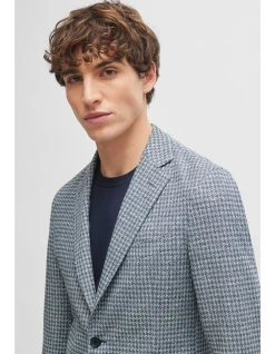 Patterned Slim-Fit Jacket in Jersey Beige