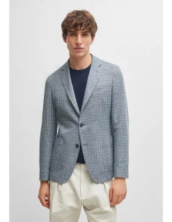 Patterned Slim-Fit Jacket in Jersey Beige