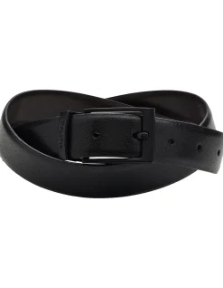 Pebble Grain Leather Dress Belt with Pin Buckle
