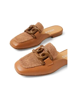 PEEBLES MI DK TAN TAN LEATHER SYN RAFFIA