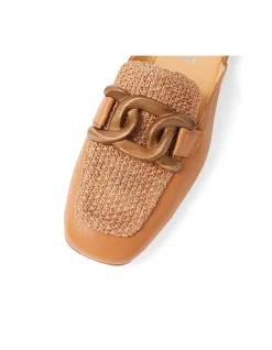 PEEBLES MI DK TAN TAN LEATHER SYN RAFFIA