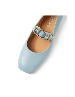 Perky Ring Detail Leather Ballet Flats