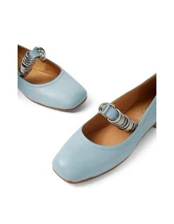 Perky Ring Detail Leather Ballet Flats