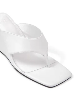 PERRI White Leather Wedge Thong