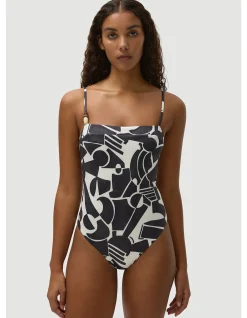 Phillip Art Deco Print Square Neck Swimsuit