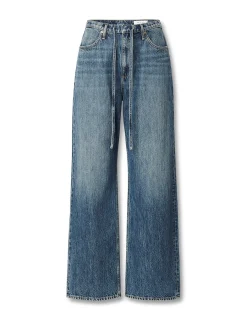Phoebe Mid Rise Drawstring Wide Leg Jeans
