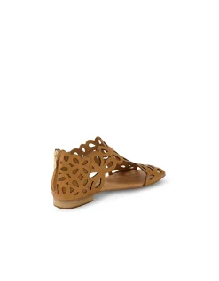 Pietro Laser Cut Leather Flat Sandals